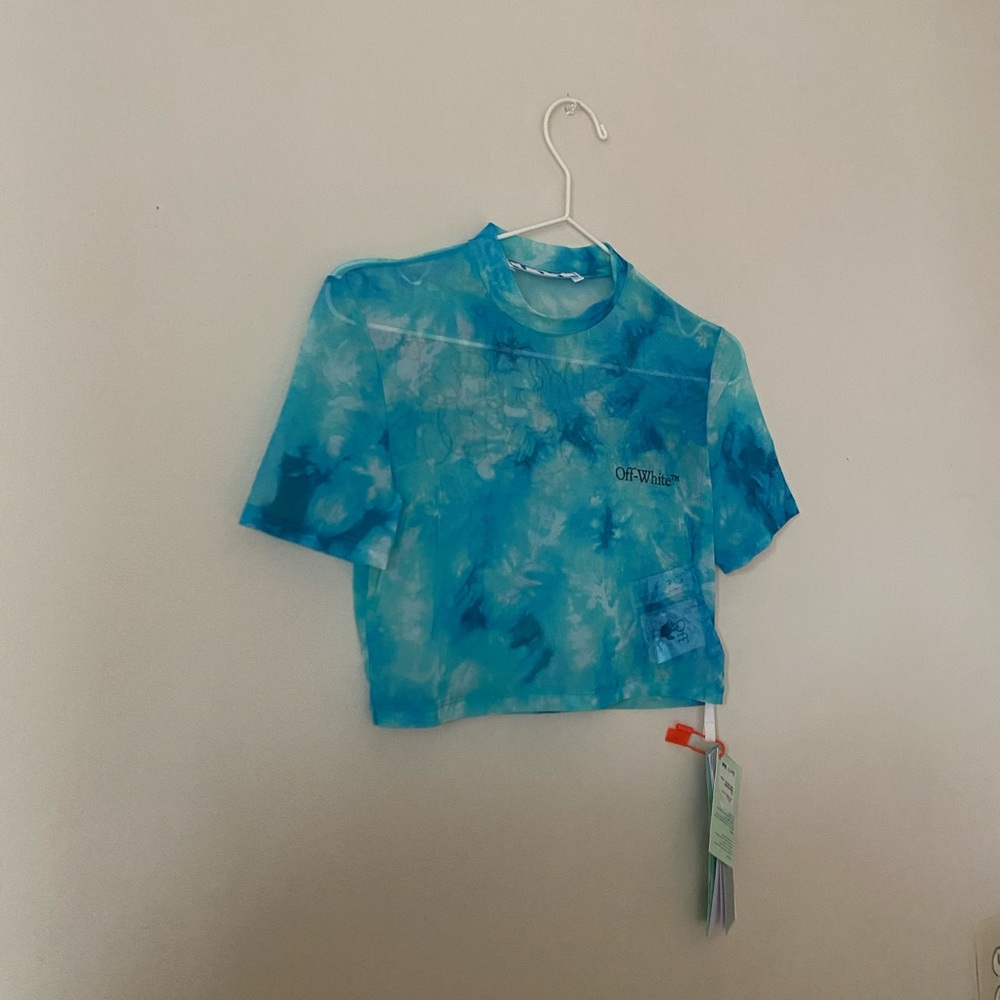 Off-White Tie Dye Mesh Crop Top - Picture 15 of 16